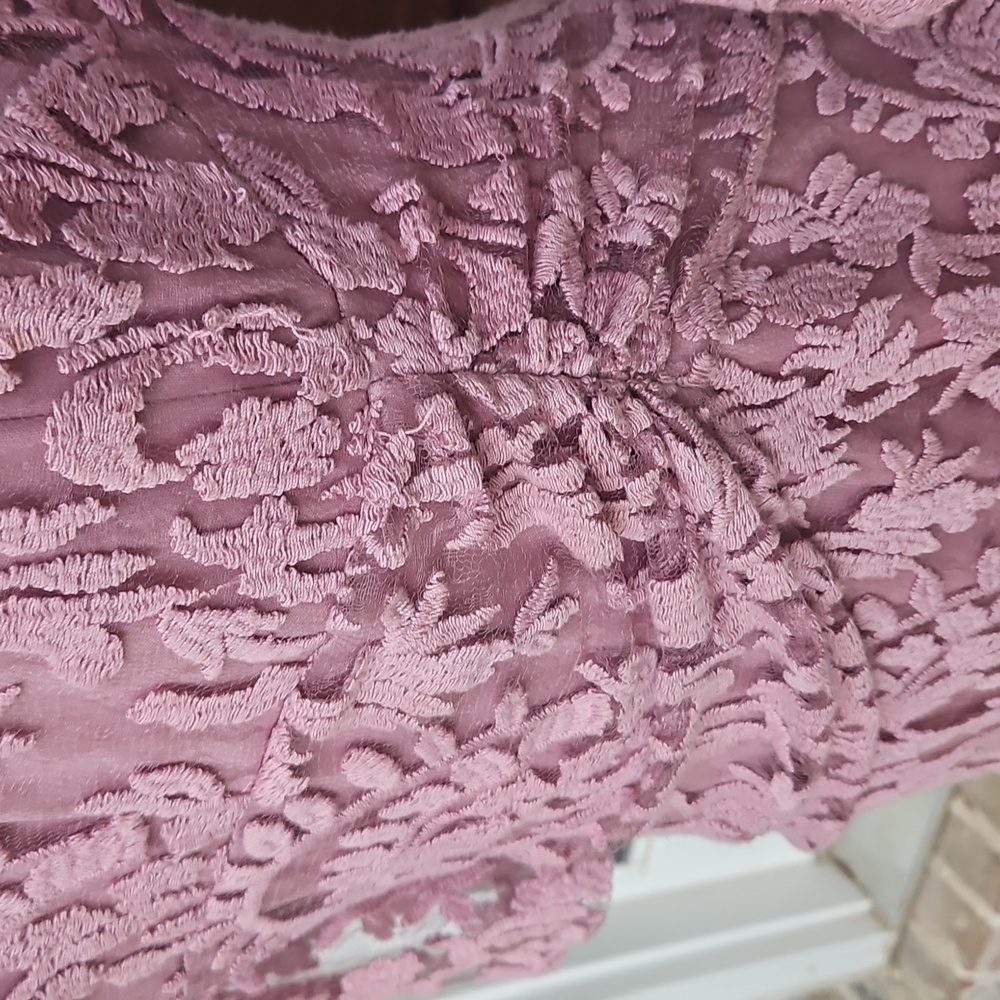 Adrianna Papell Pink Ruched Embroidered Lined Dress - Picture 3 of 7